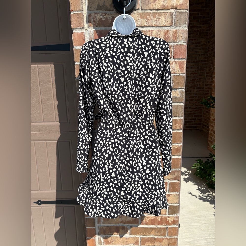 Bardot black ad white Leopard Print Wrap Dress size 6 - Picture 9 of 14